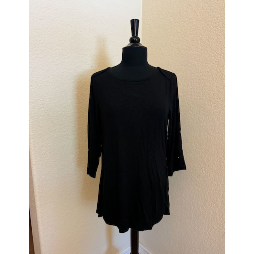 Chico's 3/4 Flared Sleeve Black Top - Sz 1 (M/8)